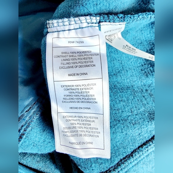 🆕️🏷 Reebok Quilted Sweater Fleece Jacket - Ovean Blue -M - Picture 5 of 12